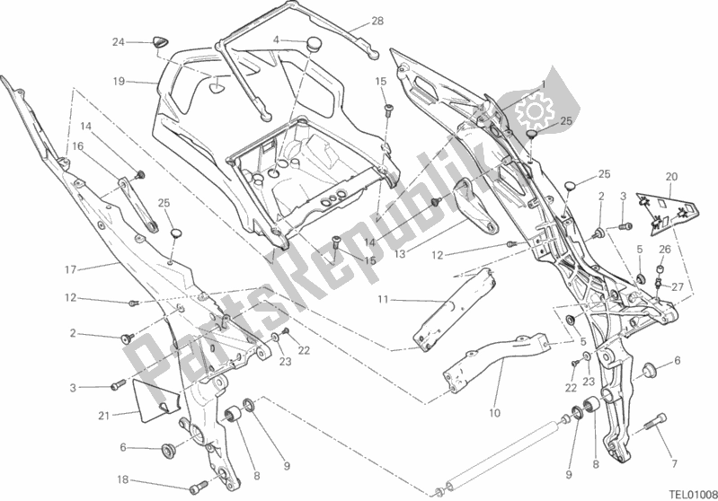 Toutes les pièces pour le Cadre Arrière Comp. Du Ducati Multistrada 950 Touring 2017